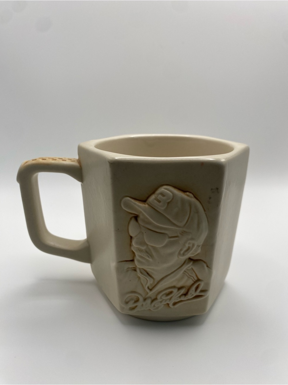 Nascar Cream Ceramic Relief Portrait Mug